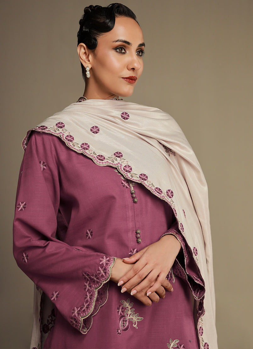 3 PC khaddar Embroidered Suit