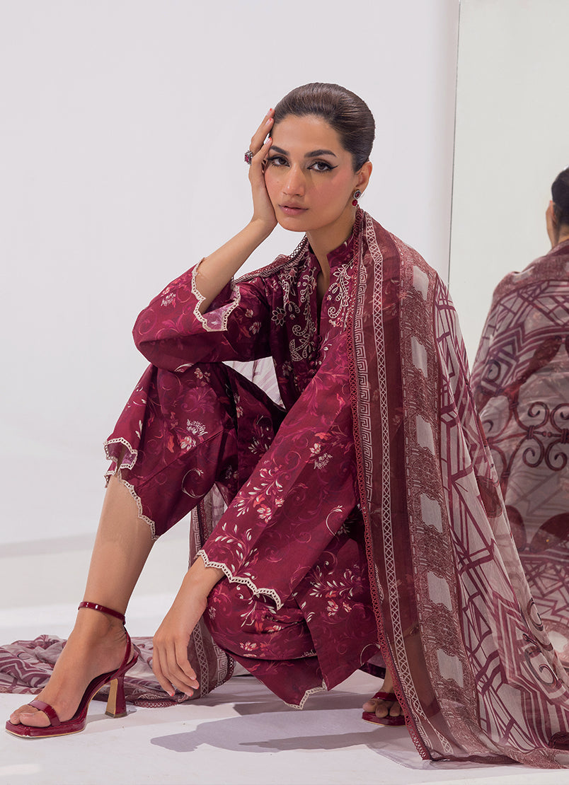 3 PC Embroidered Printed Suit