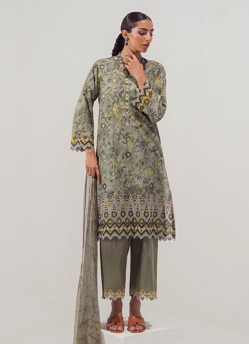 3 PC Embroidered Printed Suit