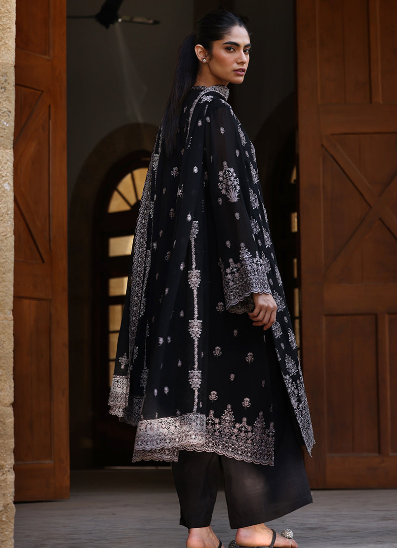 3 PC Chiffon Embroidered Suit