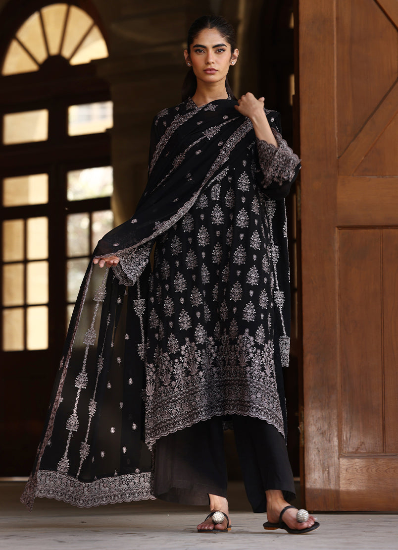 3 PC Chiffon Embroidered Suit