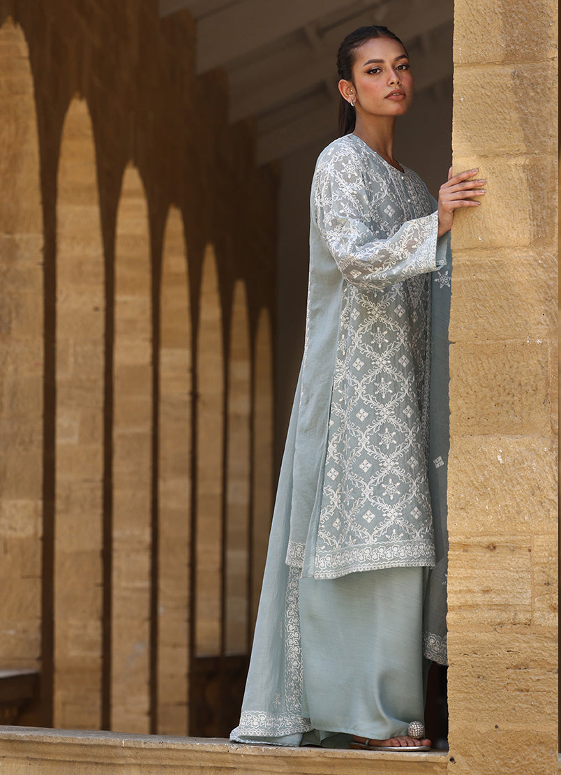 3 PC Kora Embroidered Suit