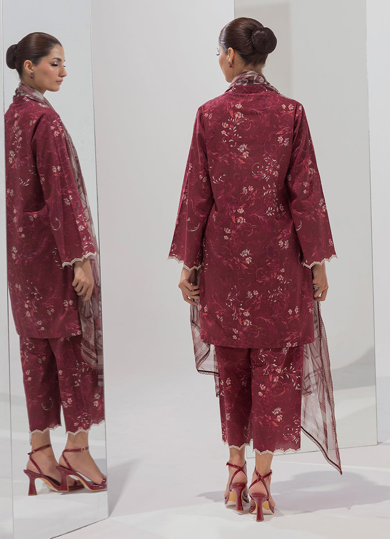 3 PC Embroidered Printed Suit