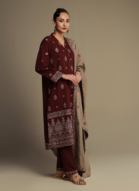 3 PC khaddar Embroidered Suit