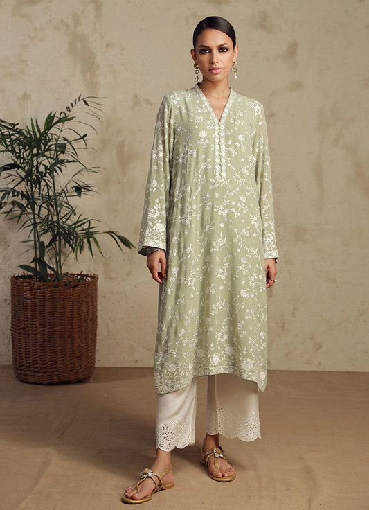 Chinese Chiffon Embroidered Shirt