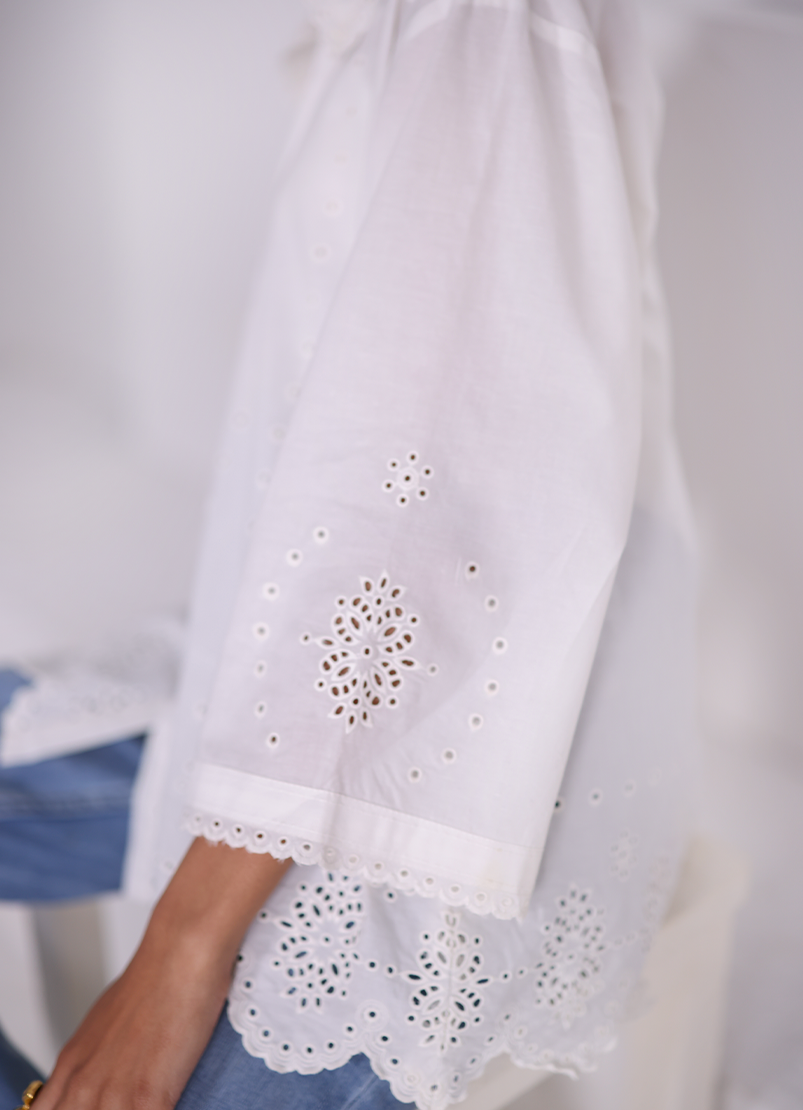 White Embroidered Top