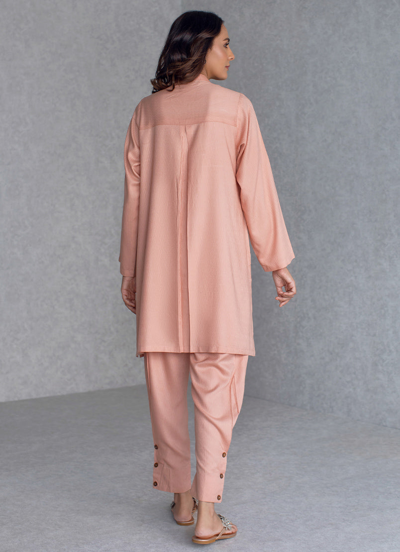 Peach Tan Dobby Viscose CO-ORD Set