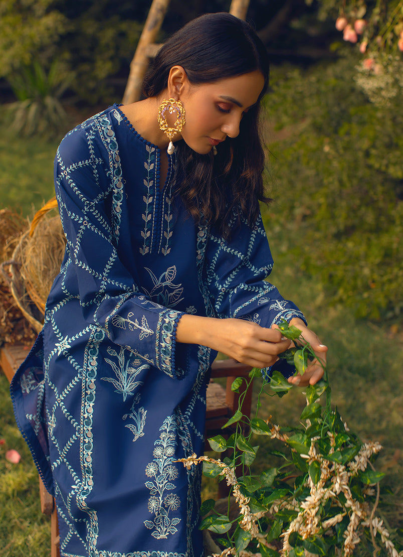 Electric Blue Embroidered CO-ORD Set