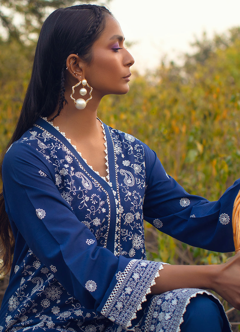 Ink Blue Embroidered CO-ORD Set