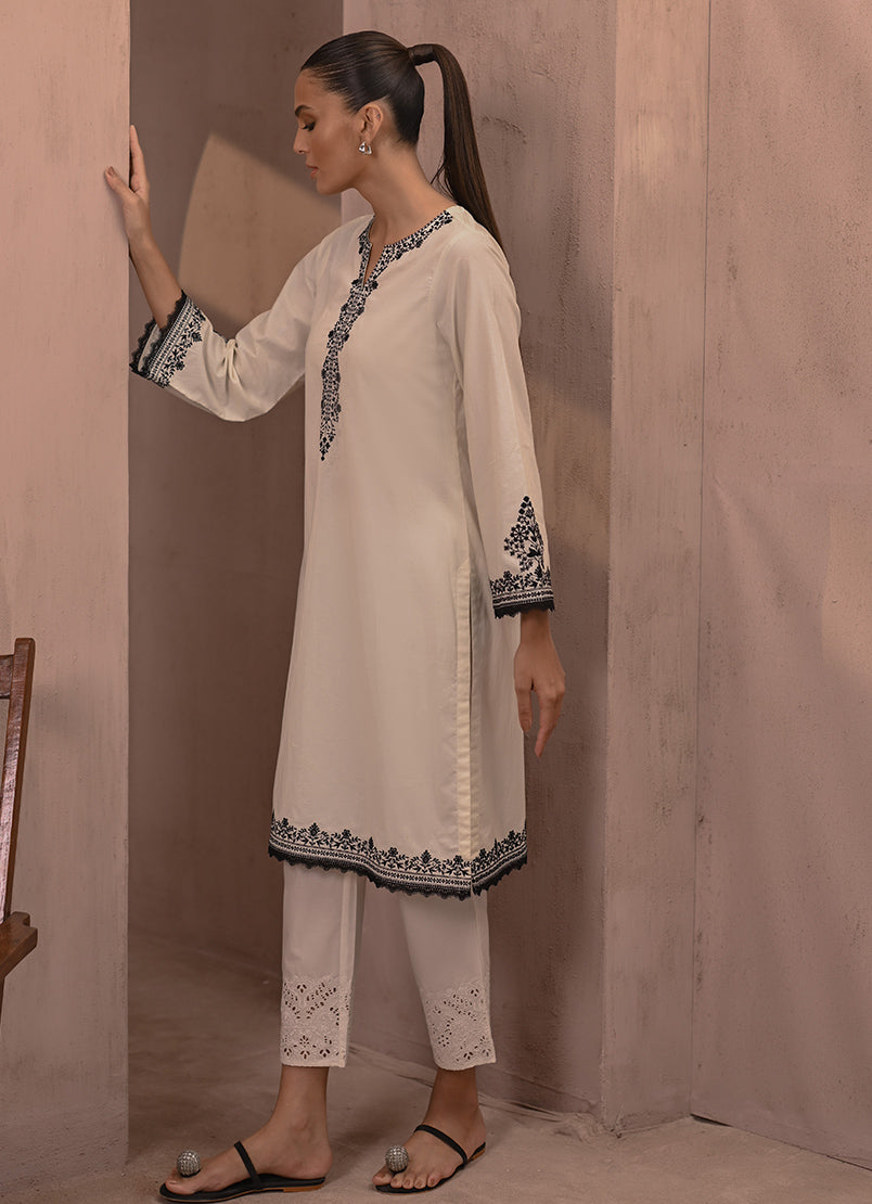 Ivory Embroidered Kurta