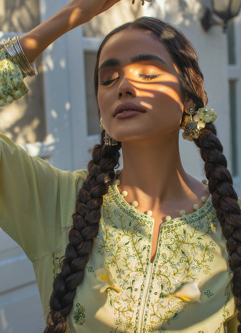 Lime Green Embroidered CO-ORD Set