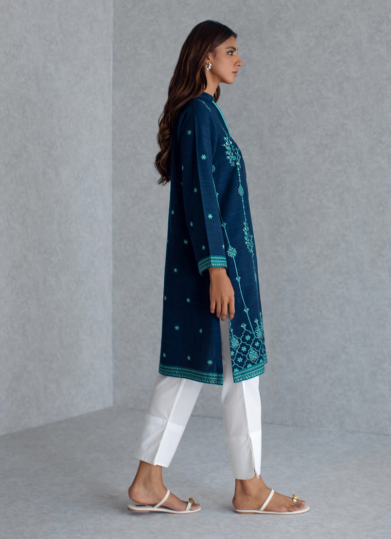 navy-blue-khaddar-embroidered-kurta