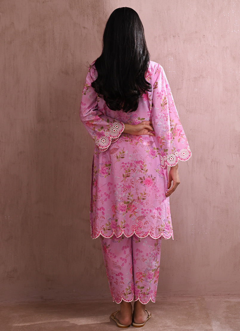 Pink Embroidered CO-ORD Set