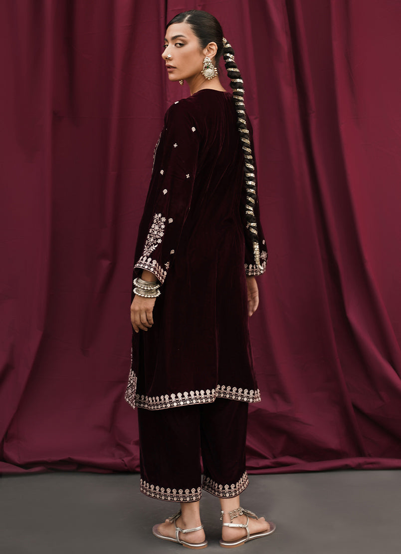 maroon-velvet-embroidered-co-ord-set